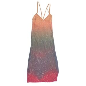 Steve‎ Madden Catania Dress Size 4 Multi Ombre Sequin Sleeveless V Neck